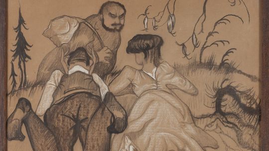 141. urodziny Witkacego. Słupska kolekcja jego dzieł powiększyła się o nowe prace! Stanisław Ignacy Witkiewicz, „Kompozycja z leżącą parą"