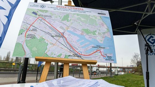 planowany przebieg Drogi Czerwonej w Gdyni