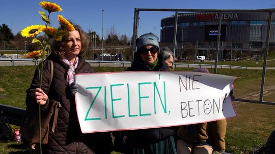 protest pod Ergo Areną w obronie terenów zielonych, Sopot 2026