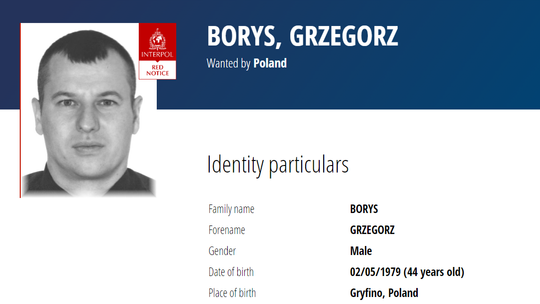 Czerwona nota Interpolu wystawiona za Grzegorzem Borysem