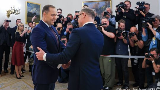 spotkanie Karola Nawrockiego i Andrzeja Dudy w Pałacu Prezydenckim w Warszawie