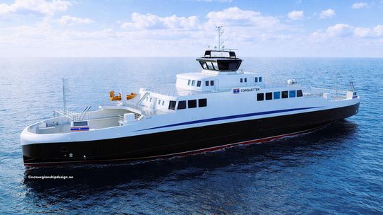 Kolejny nowoczesny prom hybrydowy nowoczesny prom hybrydowy dla norweskiego armatora Torghatten Nord AS, wizualizacja