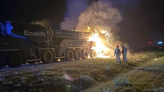 pożar dźwigu, autostrada A1