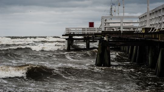 sztorm, molo, Sopot