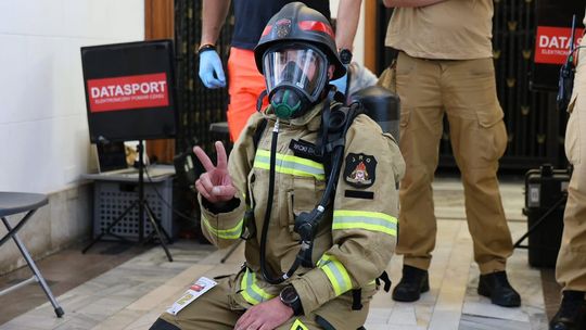 Pomorscy Mistrzowie Polski Strażaków w Biegu po Schodach przed mistrzostwami indywidualnymi Sky Tower Run