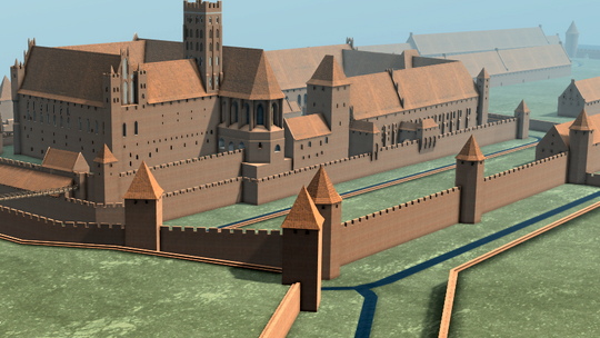 Zamek z Malborku - wizualizacja z XV wieku