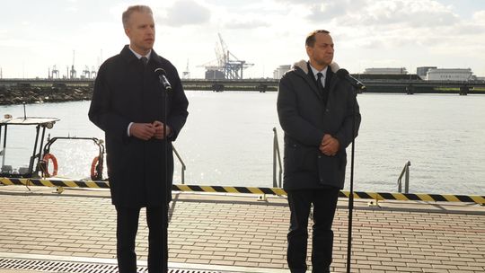 Arkadiusz Marchewka i Radosław Sikorski w Porcie Gdańsk