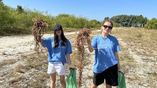 zbieranie śmieci na plaży