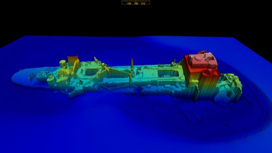obraz batymetryczny wraku statku Franken
