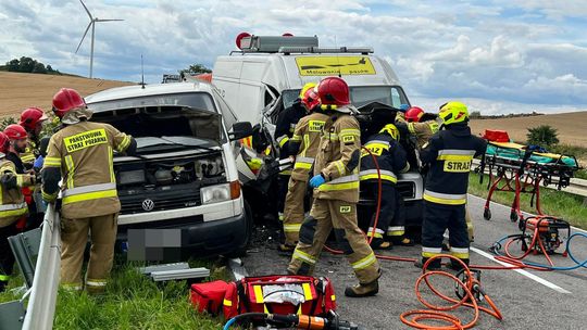 Wypadek dwóch samochodów dostawczych na trasie Malbork - Dzierzgoń