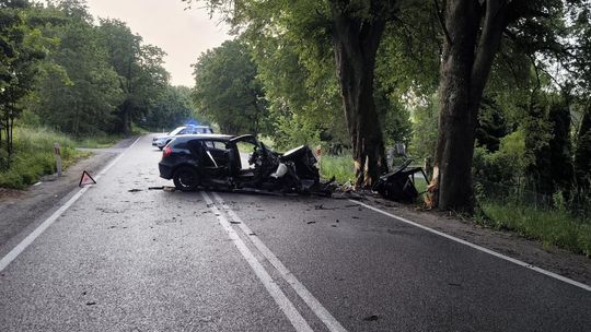 Wypadek w Kobysewie! BMW uderzyło w drzewo, trzy osoby w szpitalu