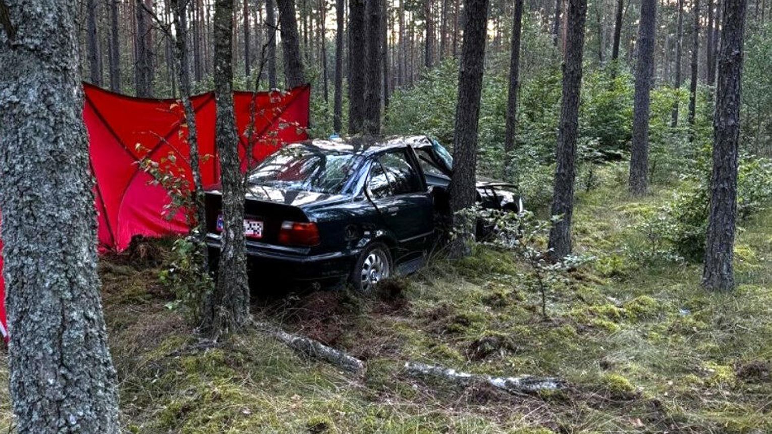 Śmiertelny wypadek w Załężu. Samochód uderzył w drzewo