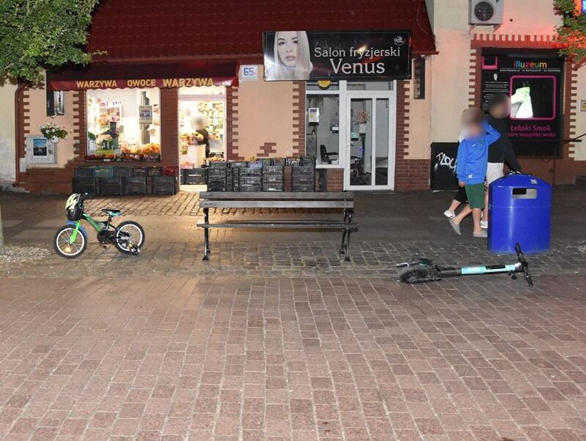 potrącenie 5-latka na rowerku przez 15-latka na hulajnodze w Łebie