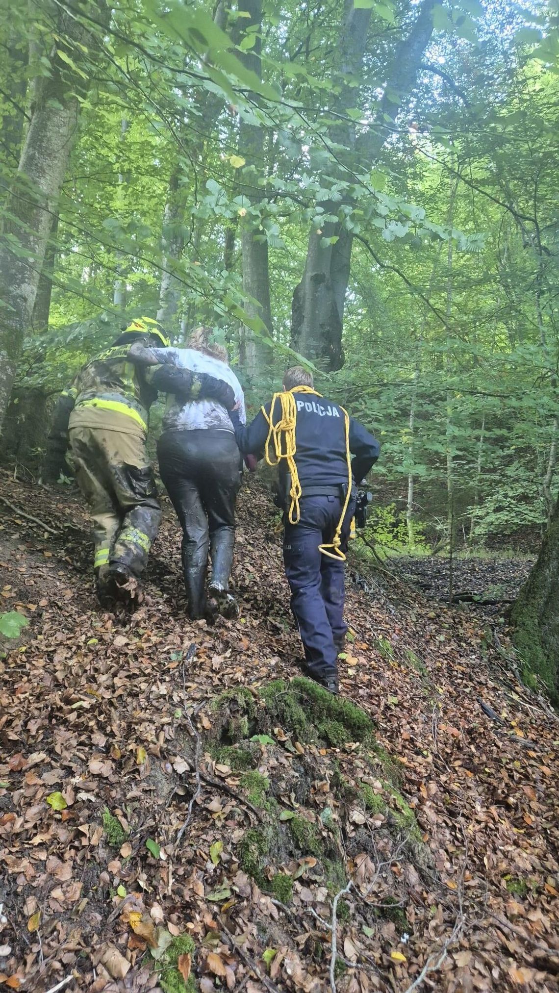 66-letnia kobieta ugrzęzła w leśnym bagnie. Uratowali ją policjanci i strażacy 66-letnia kobieta ugrzęzła w leśnym bagnie. Uratowali ją policjanci i strażacy