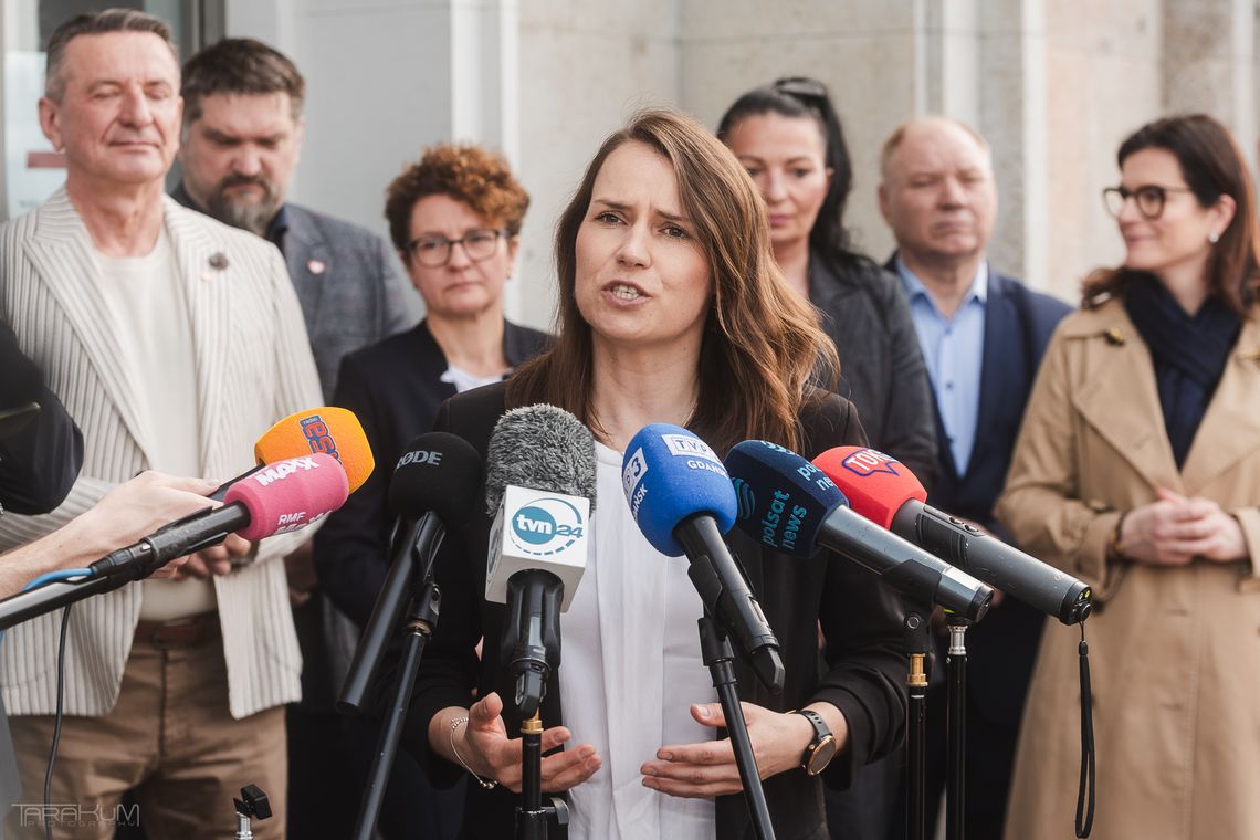 Agnieszka Pomaska, briefing Koalicji Obywatelskiej, Gdańsk 2024