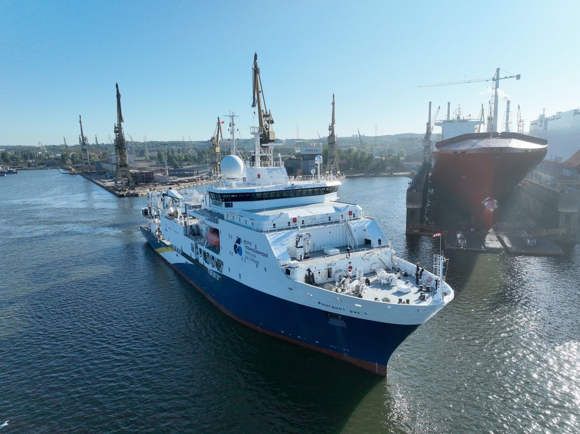 Francuski statek badawczy po dużym remoncie w Gdańskiej Stoczni Remontowej