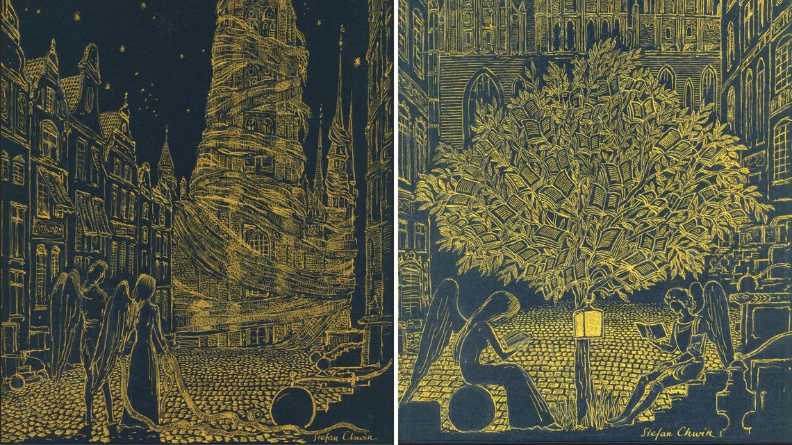 Gdańsk "miastem aniołów" na rysunkach Stefana Chwina. Legenda złotego miasta