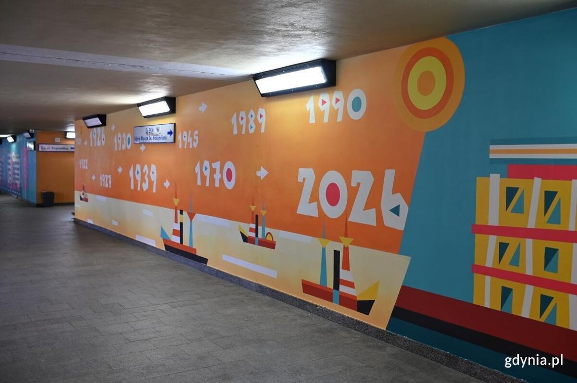 Gdynia: nowy mural w przejściu podziemnym na 100-lecie miasta mural