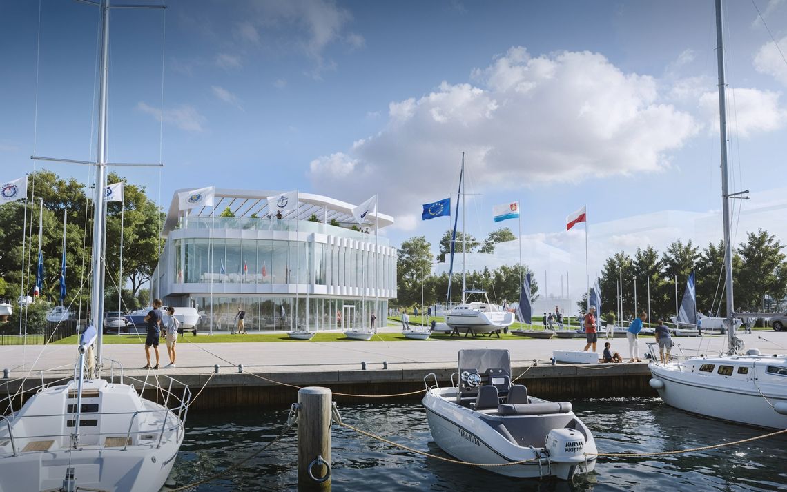Gdynia planuje budowę Olimpijskiego Centrum Żeglarskiego. Jest wsparcie ministra sportu wizualizacja przedstawiająca Olimpijskie Centrum Żeglarskie