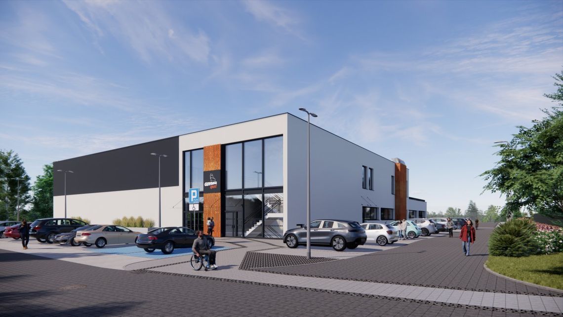 projekt budynku krytej pływalni przy ul. Wiczlińskiej w Gdyni, widok od frontu