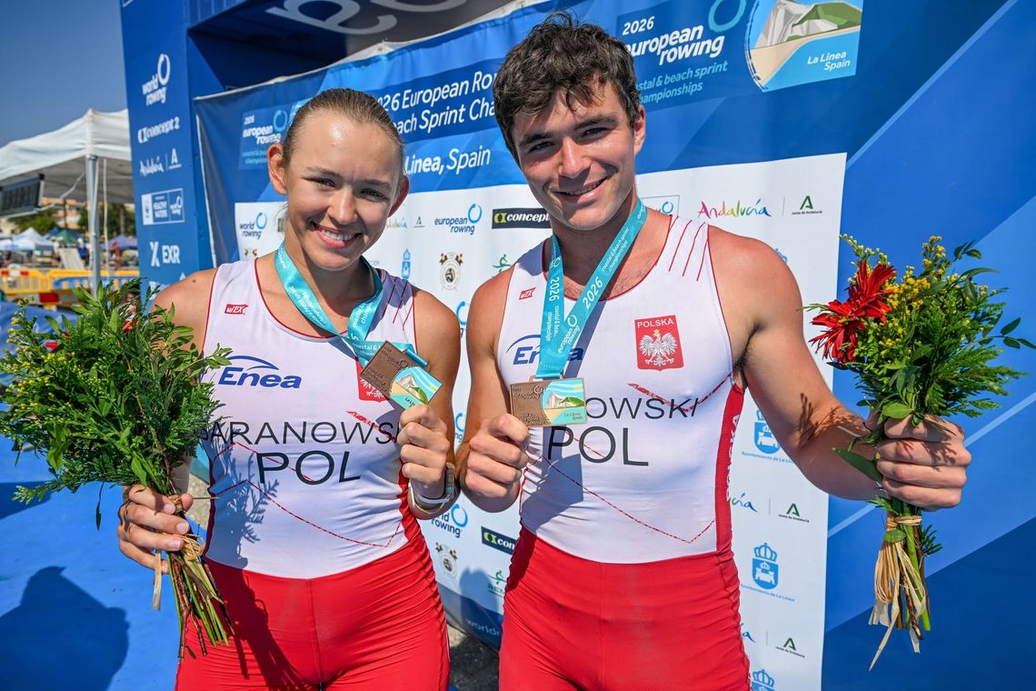 Historyczny medal dla Polski. Gdańszczanin na podium mistrzostw Europy Dominika Baranowska i Adam Bujnowski, brązowy medal mistrzostw Europy w wioślarstwie morskim