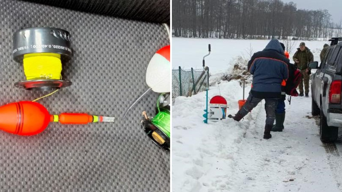 Kłusownicy w rękach straży rybackiej i policji. Kłusowali na lodzie na Jeziorze Bochowo