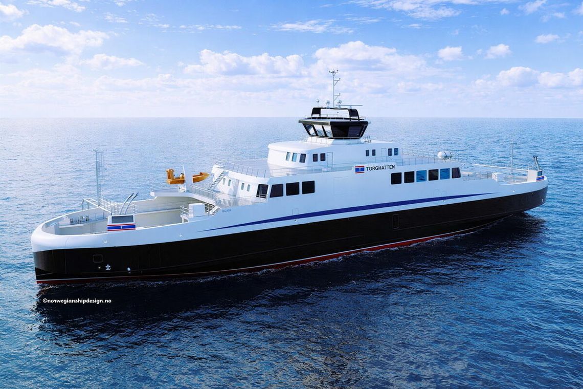 Kolejny nowoczesny prom hybrydowy nowoczesny prom hybrydowy dla norweskiego armatora Torghatten Nord AS, wizualizacja