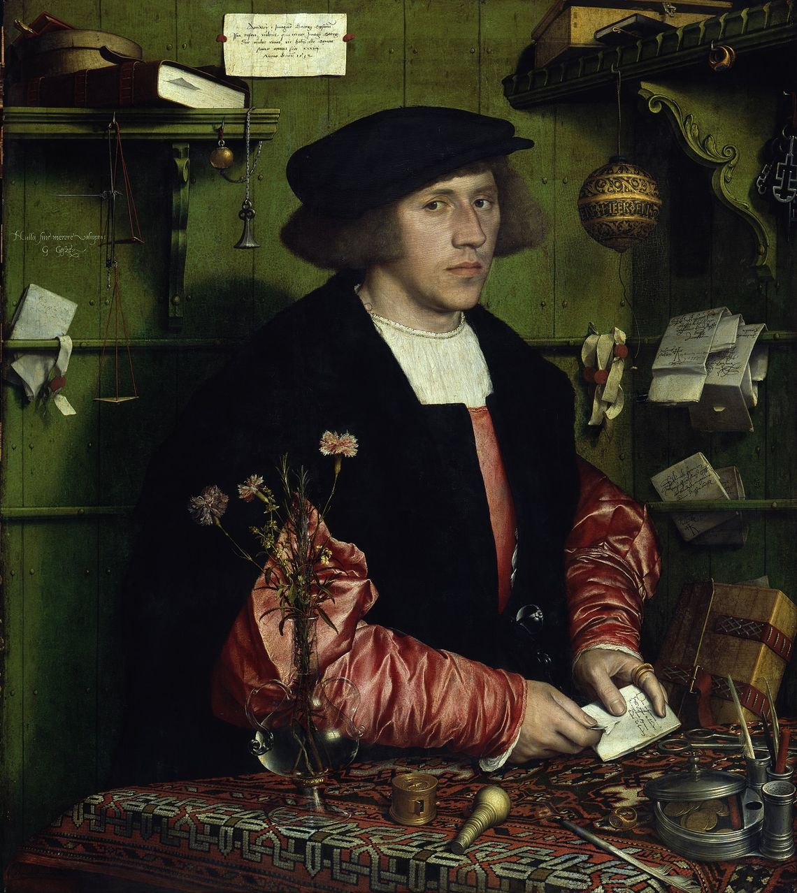 Hans Holbein Młodszy, Portret kupca gdańskiego Georga Giesego w kantorze hanzeatyckim w Londynie w 1532 r.,