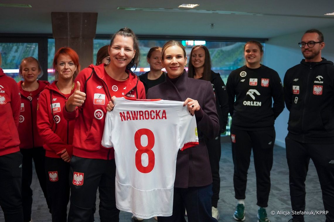 Marta Nawrocka na meczu Polska - Holandia na Polsat Plus Arenie Gdańsk Marta Nawrocka na meczu Polska-Holandia