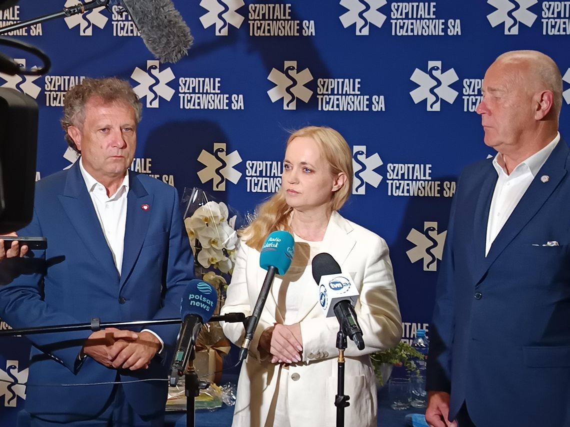 Nowoczesne inwestycje w Szpitalach Tczewskich. Cyfryzacja i sprzęt kardiologiczny z KPO Jacek Karnowski, Jolanta Sobierańska-Grenda, konferencja w Szpitalach Tczewskich, Tczew 2026