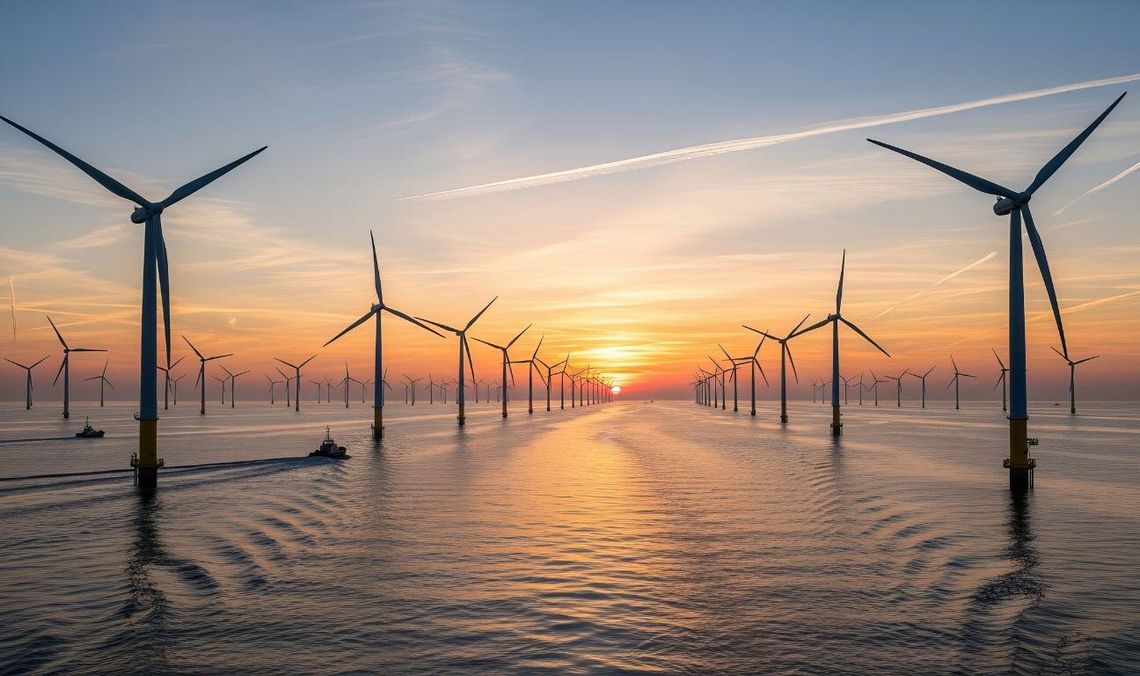 morska farma wiatrowa, zdjęcie ilustracyjne