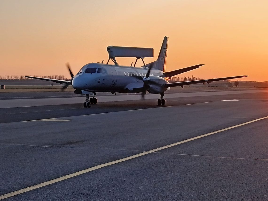 Saab 340AEW na lotnisku  Gdyni Babich Dołach