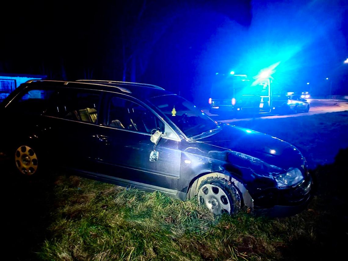 Pijany kierowca, pościg i rozbite audi niedaleko Ustki wypadek