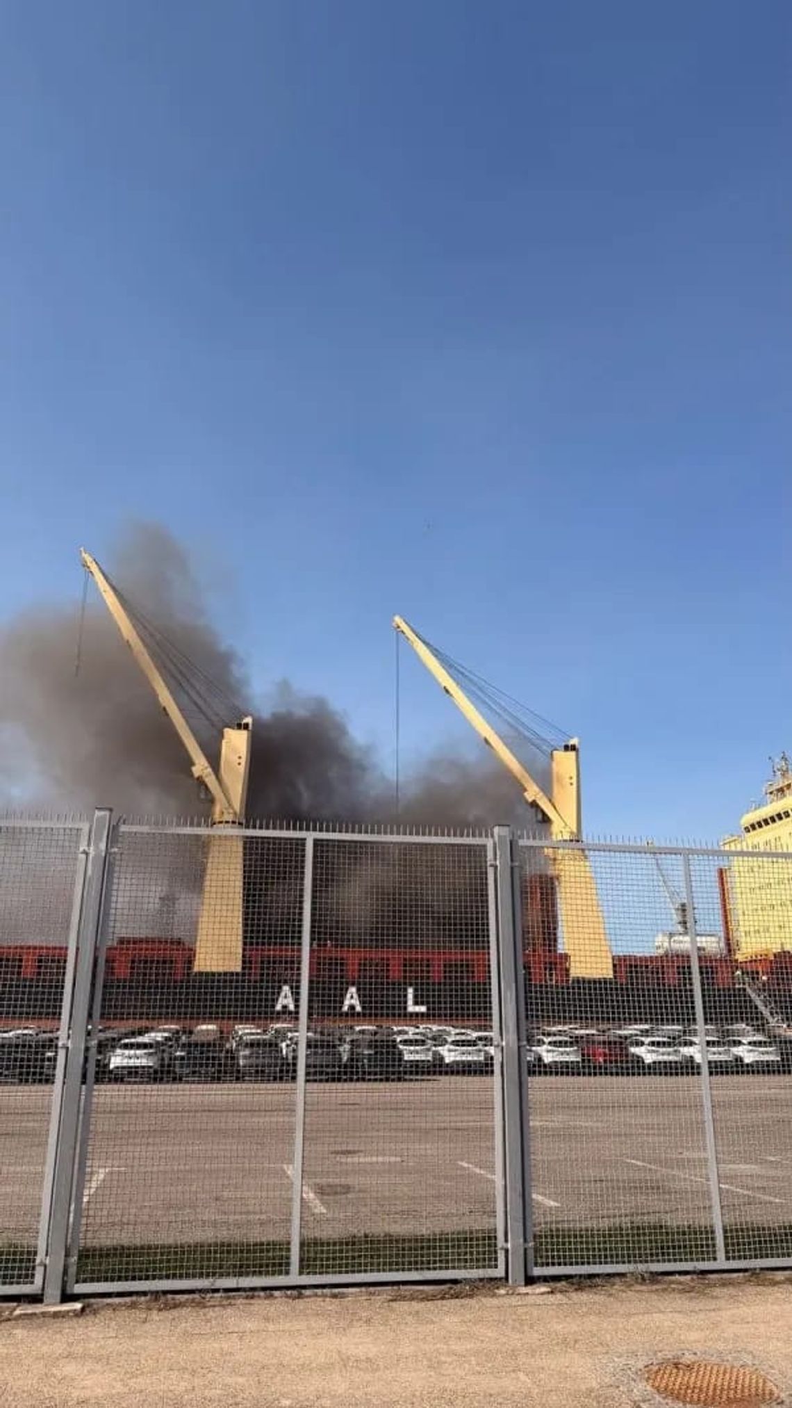 pożar na statku w Nowym Porcie w Gdańsku