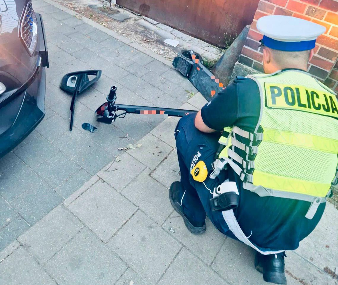 Kradzioną hulajnogą uciekał przed policją. Na koniec zderzył się z radiowozem Słupsk: Pościg za złodziejem hulajnogi zakończony kolizją z radiowozem