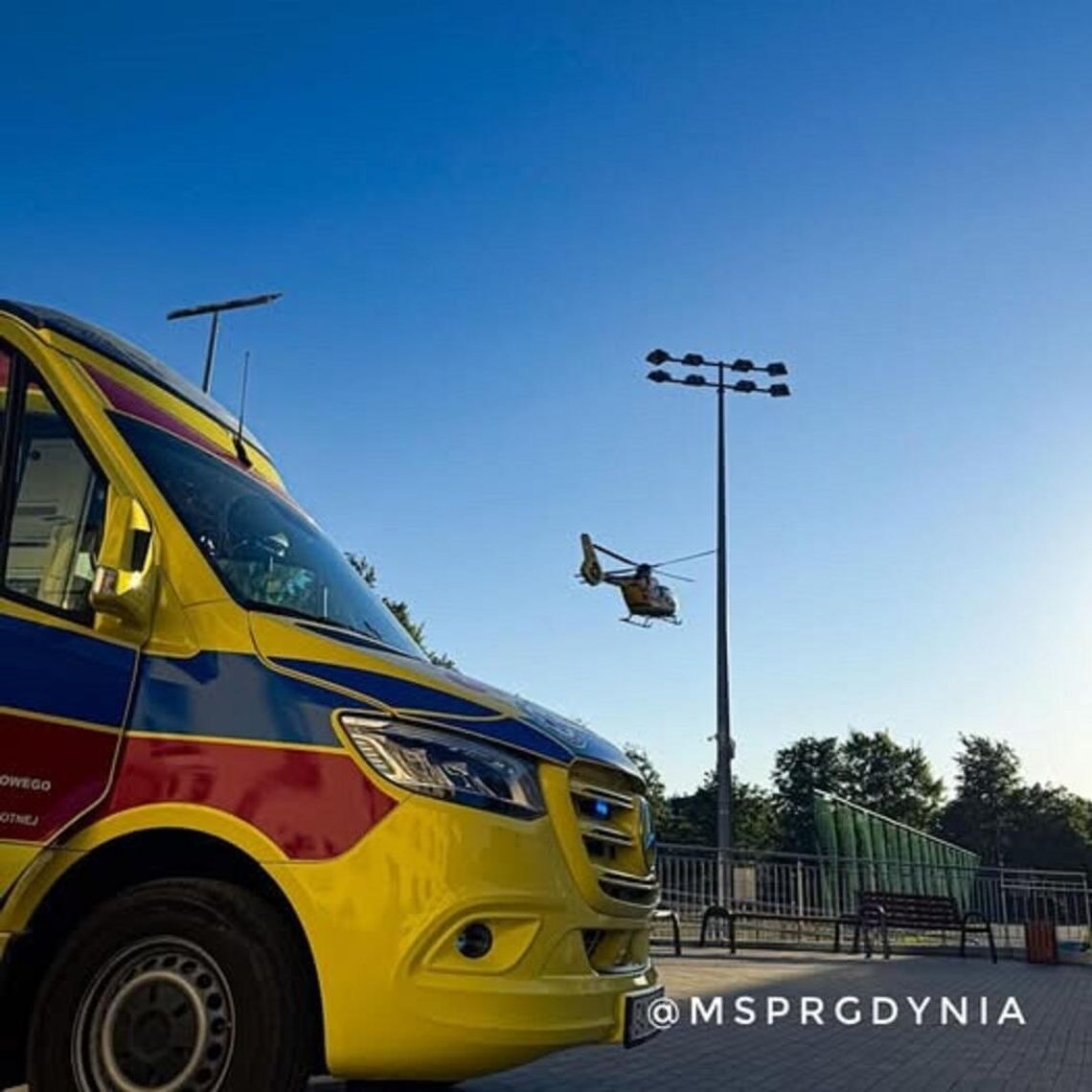Poważny wypadek na rowerze w Gdyni! Śmigłowiec LPR lądował przy SP nr 20 potrącenie 8-letniego rowerzysty, Gdynia