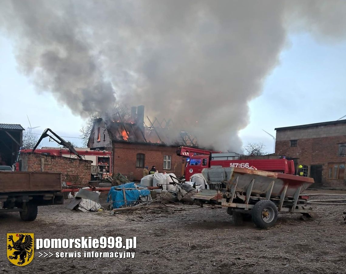 Pożar w Tymawie - powiat tczewski. Źródło: Pomorskie 998