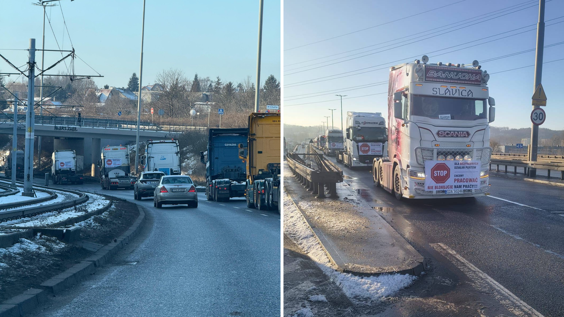 Przewoźnicy protestują w Trójmieście. Ogromne utrudnienia na najważniejszych trasach