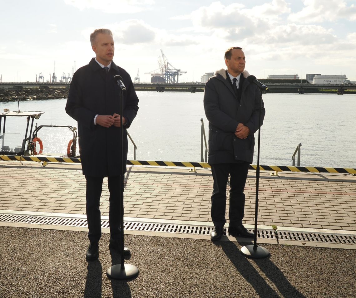 Arkadiusz Marchewka i Radosław Sikorski w Porcie Gdańsk