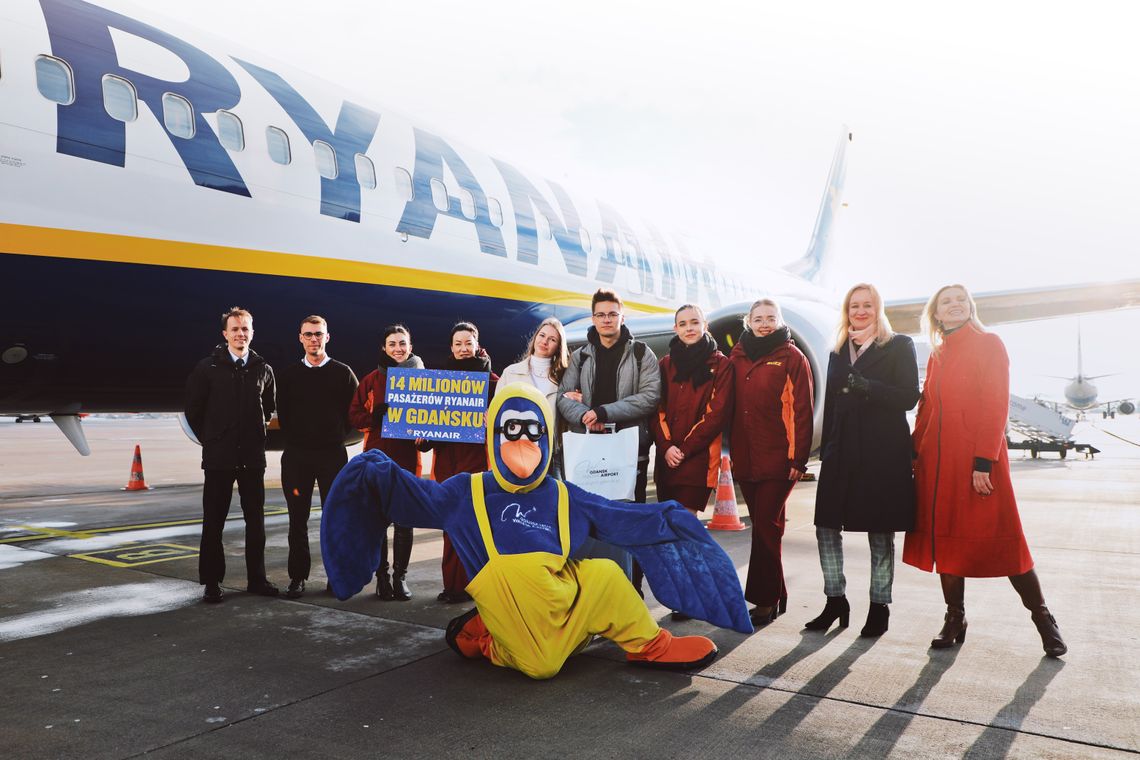 Ryanair obsłużył w Gdańsku już ponad 14 milionów pasażerów