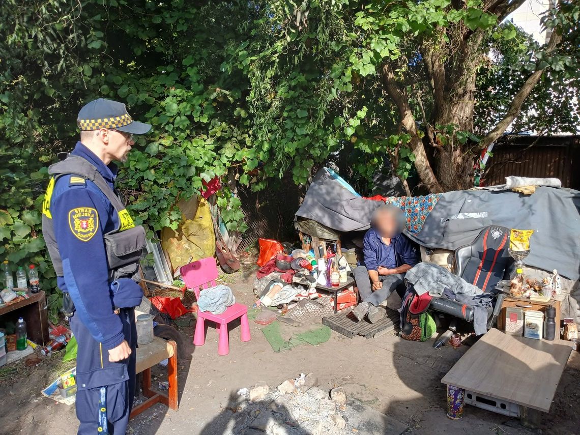 Strażnicy odkryli obozowisko za garażami w Gdańsku. Na miejscu były trzy osoby obozowisko, ul. Wyzwolenia, Gdańsk