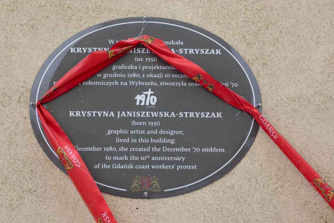 To tutaj powstał słynny znak „Grudzień ’70”. Na gdańskiej Morenie odsłonięto pamiątkową tablicę odsłonięcie tablicy Krystyny Janiszewskiej-Stryszak, Gdańsk 2026