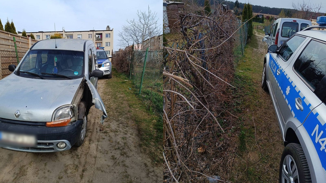Pelplin: Uciekał przed policją, uderzył w znak. Miał zakaz kierowania do 2030 roku