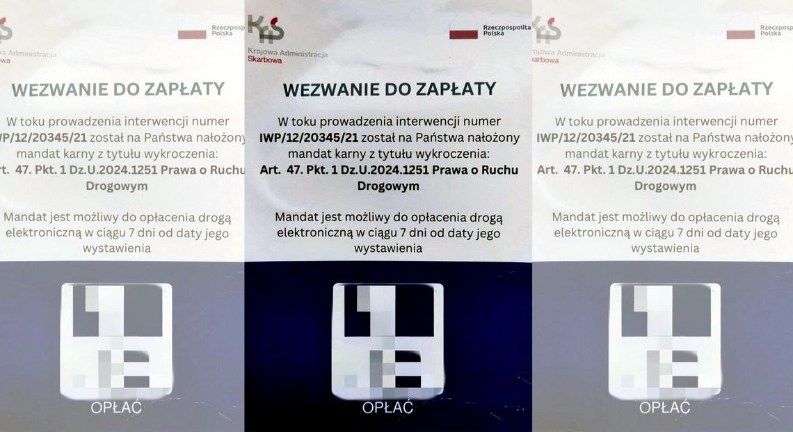oszustwa na fałszywe mandaty, ulotka