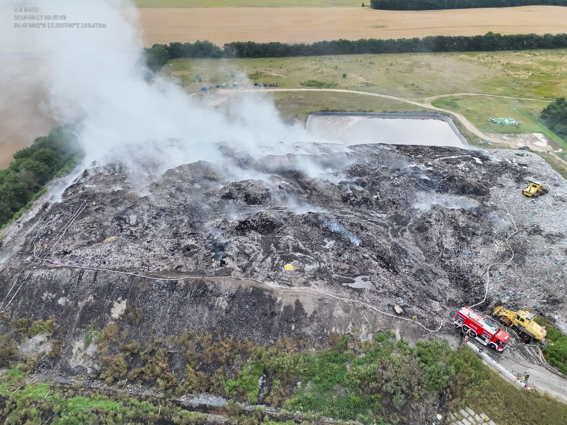 Pożar w zakładzie ELWOZ-ECO w Chlewnicy. Trwa dogaszanie ogromnej hałdy odpadów pożar zakładu zagospodarowania odpadów, Chlewnica