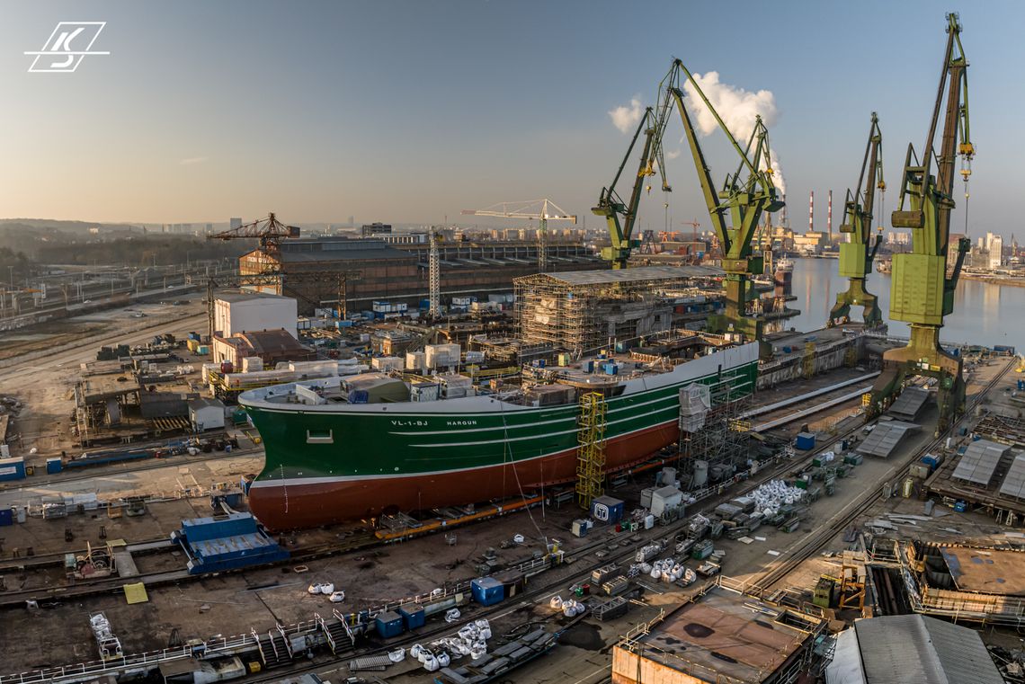 W Gdańsku zwodowano kadłub nowoczesnego statku rybackiego trawler Hargun, Karstensen Shipyard Poland, Gdańsk 2025