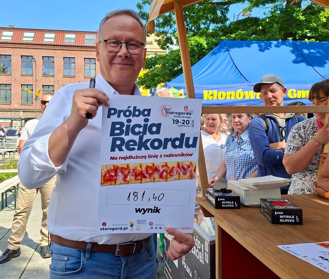 W Starogardzie Gdańskim pobito rekord w układaniu w linii naleśników z dżemem W Starogardzie Gdańskim pobito rekord w układaniu w linii naleśników z dżemem