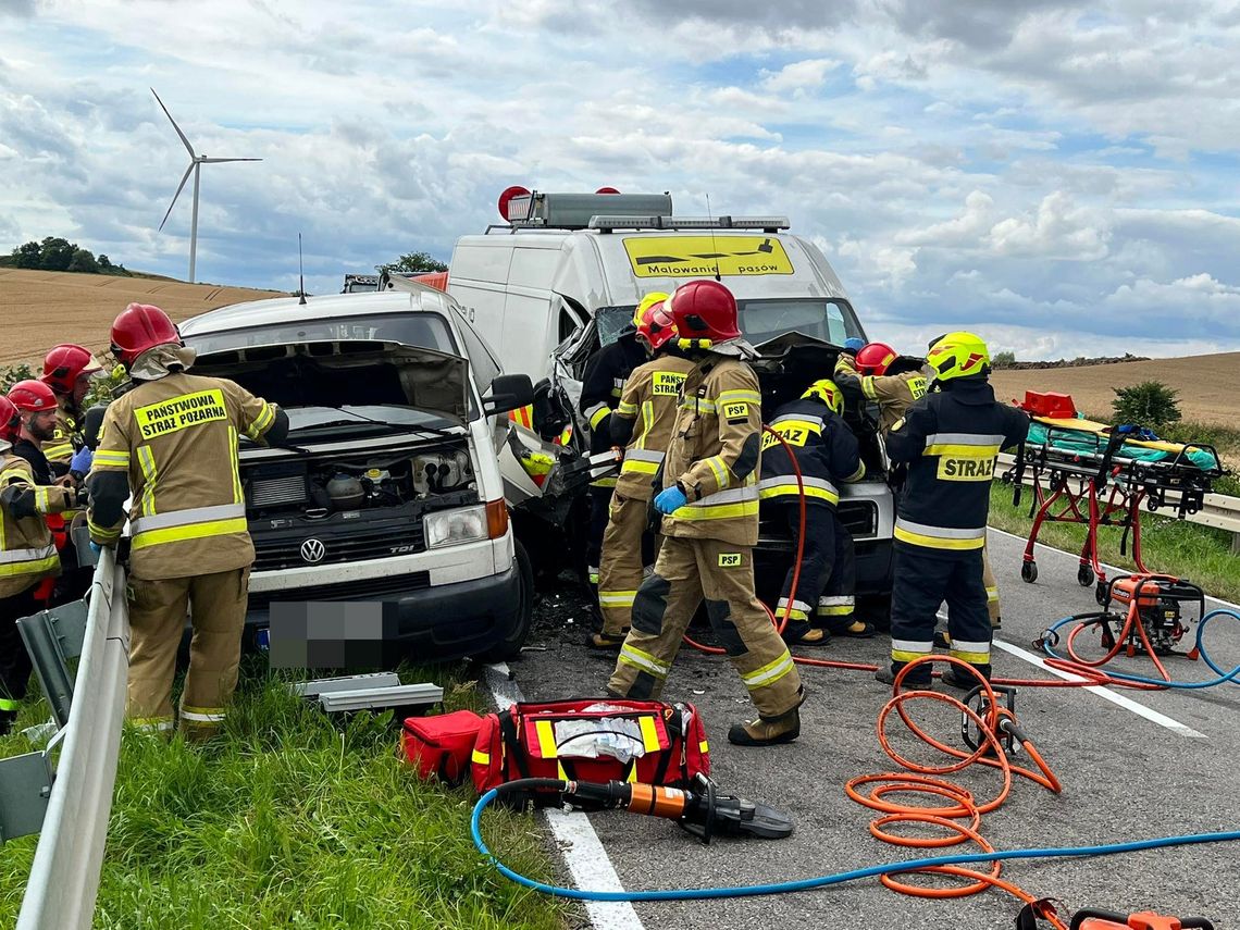 Wypadek dwóch samochodów dostawczych na trasie Malbork - Dzierzgoń