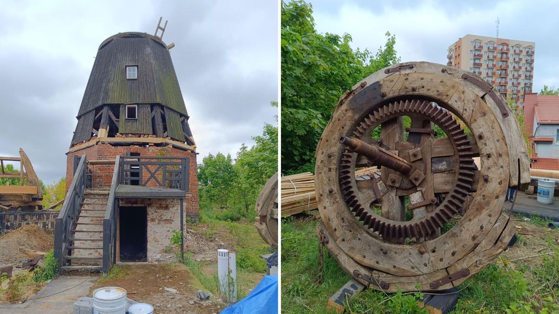 Zabytkowy wiatrak w Tczewie bez czapy i skrzydeł! Ruszył remont XIX-wiecznego młyna