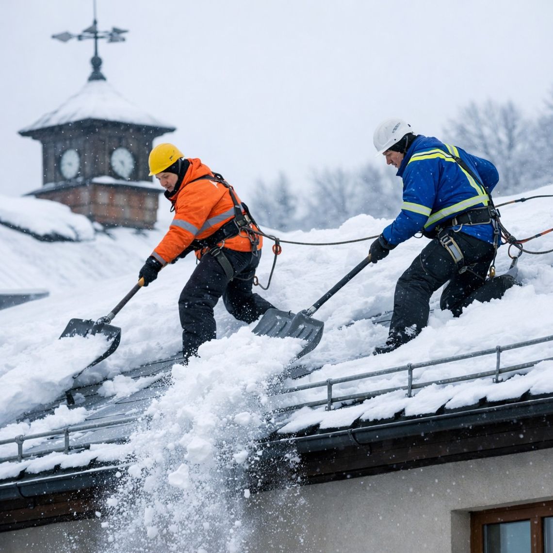 Zalegający na dachu budynku śnieg i zwisające sople należy usuwać. Grożą kary!